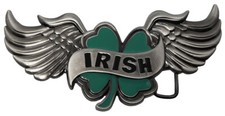 Ireland Irish Shamrock St Pattys Day Clover Leaf Wings Belt Buckle