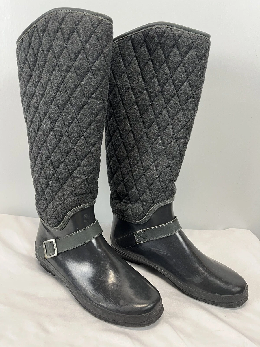 Grey and black sperry boots sale
