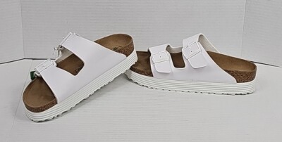Birkenstock Papillio Arizona Grooved Platform White Sandals Size