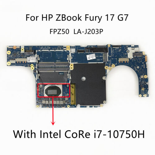 Placa madre LA-J203P para HP Zbook Fury 17 G7 con CPU Intel CoRe i7-10750H/10850H - Imagen 1 de 2