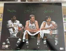 Beckett Authentic Robert Parish, Larry Bird & Kevin McHale Auto 16x20 Photo