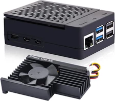 ABS Case with Armor Lite V5 Active Cooler for Raspberry Pi 5, Pi 5 Case with Alu