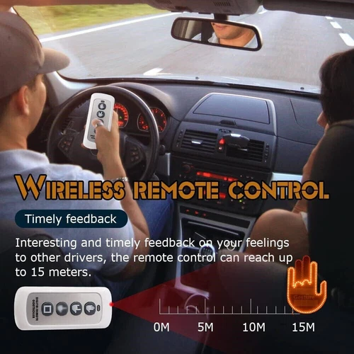 Car Finger Light with Remote Road Rage Signs LED Car Back Window Sign Gesture - Picture 8 of 23