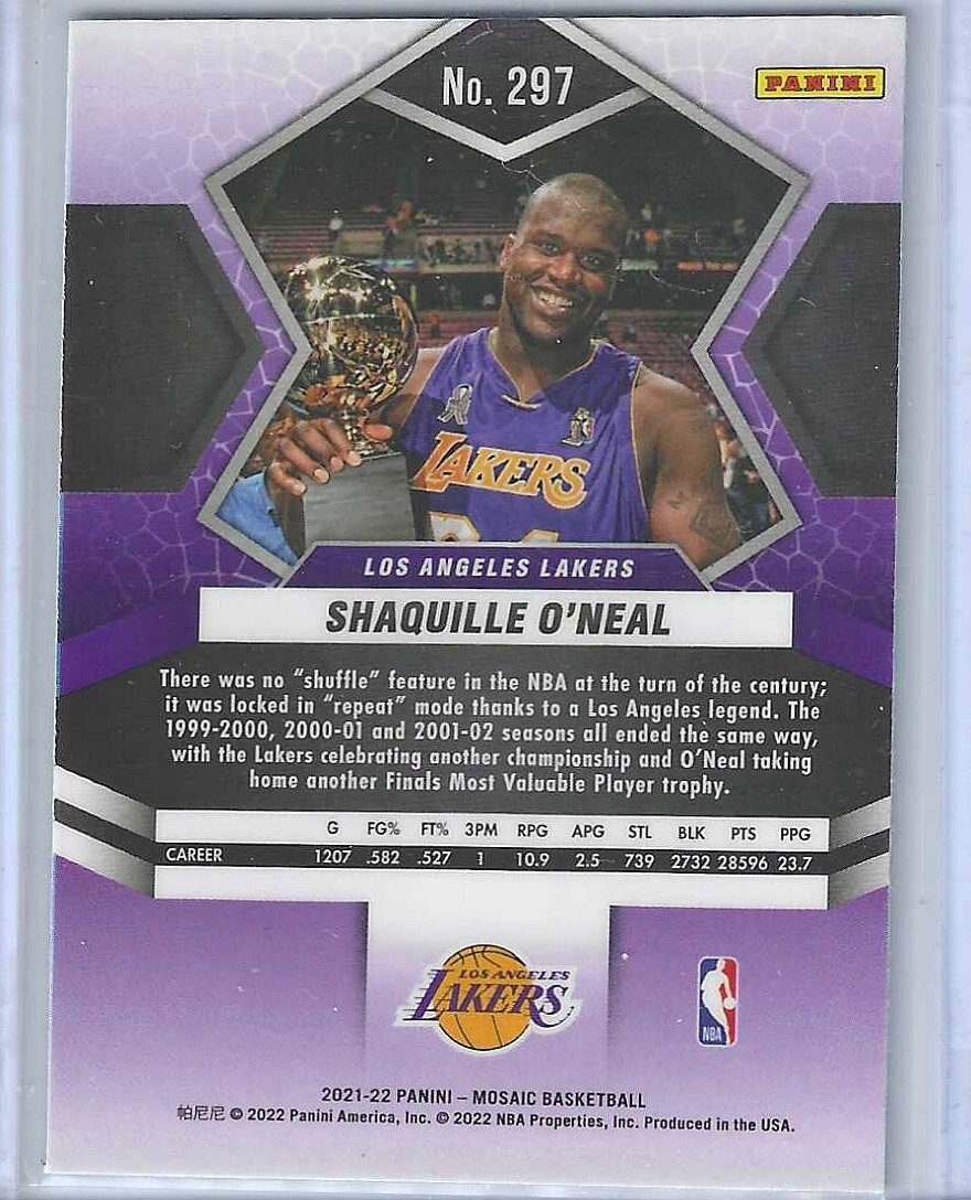 2021-22 Panini Mosaic Shaquille O'Neal Finals MVP Base #297 | eBay