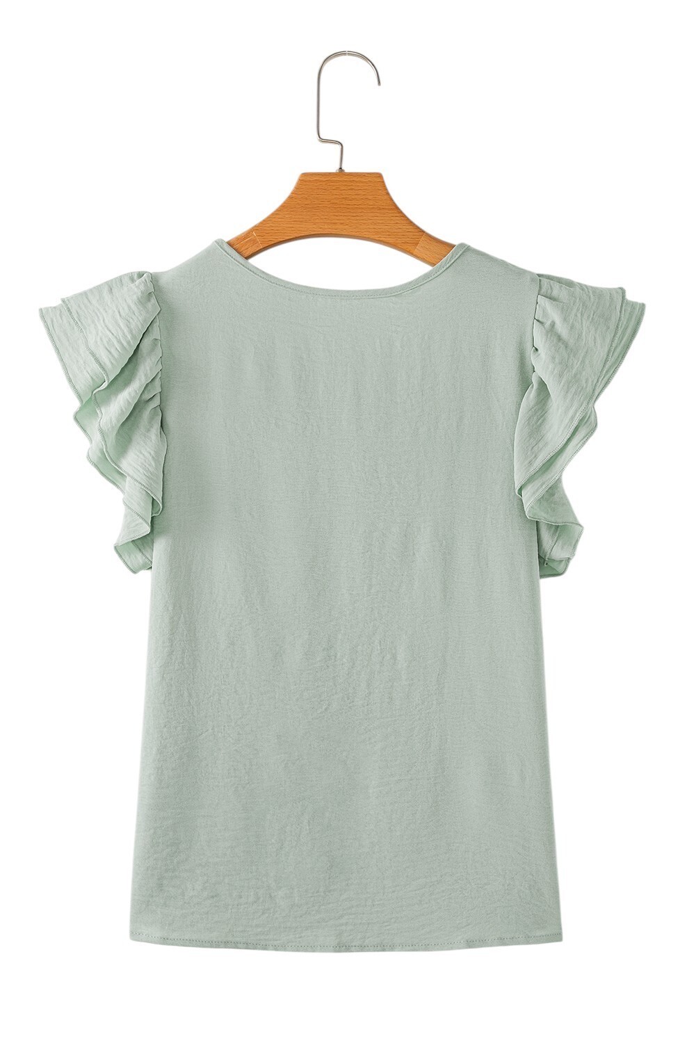Aqua Green Ruffled Short Sleeve Top New