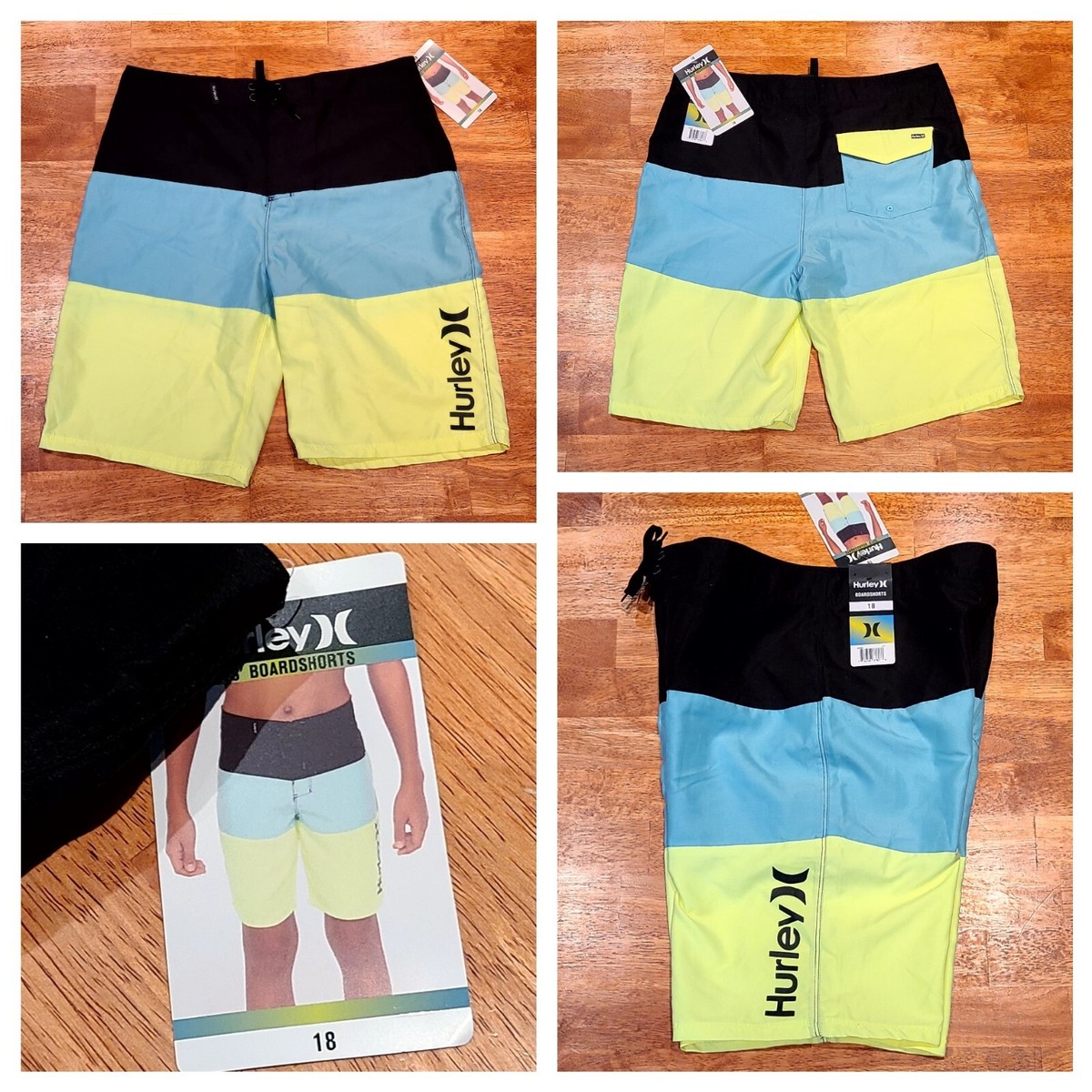 New! Hurley Boys Boardshorts Surf Swim Trunks Sz 18 Colorblock