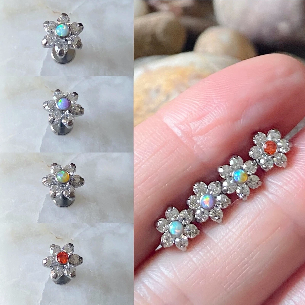 Opal flower deals labret