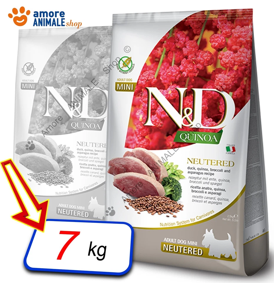 Farmina Dog N&D Quinoa Neutered Adult Mini → Anatra E Broccoli - 7 kg - Cani