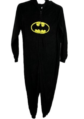 Batman Adult Size S Black Yellow Costume Pajamas PJ Sleepwear