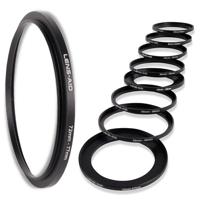 Step Up Ring 43 49 52 58 62 67 72 77mm Rund Filter Adapter Kamera Objektiv ND UV