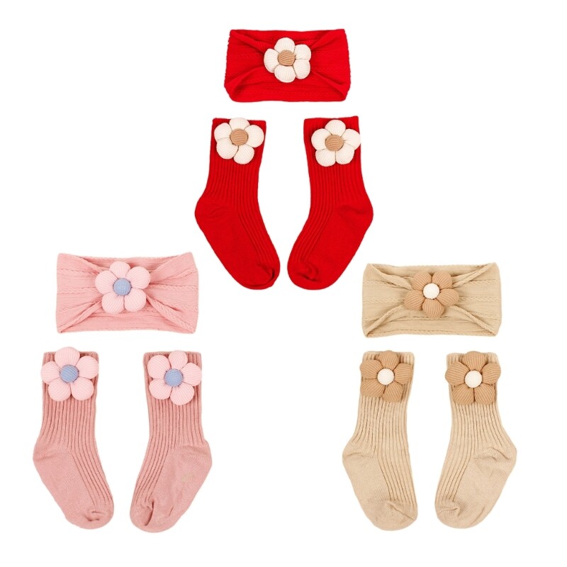 Lovely Floral Headbands Socks Baby Accessories Unisex Head Ornament
