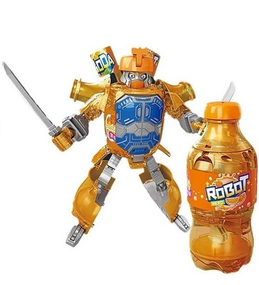 Beverage Bottles Deformation Robot Toys, Soda Can. ORANGE