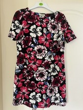 Papaya Floral Dress UK 14 Black Pink Shift Mini Short Sleeve Stretch Casual