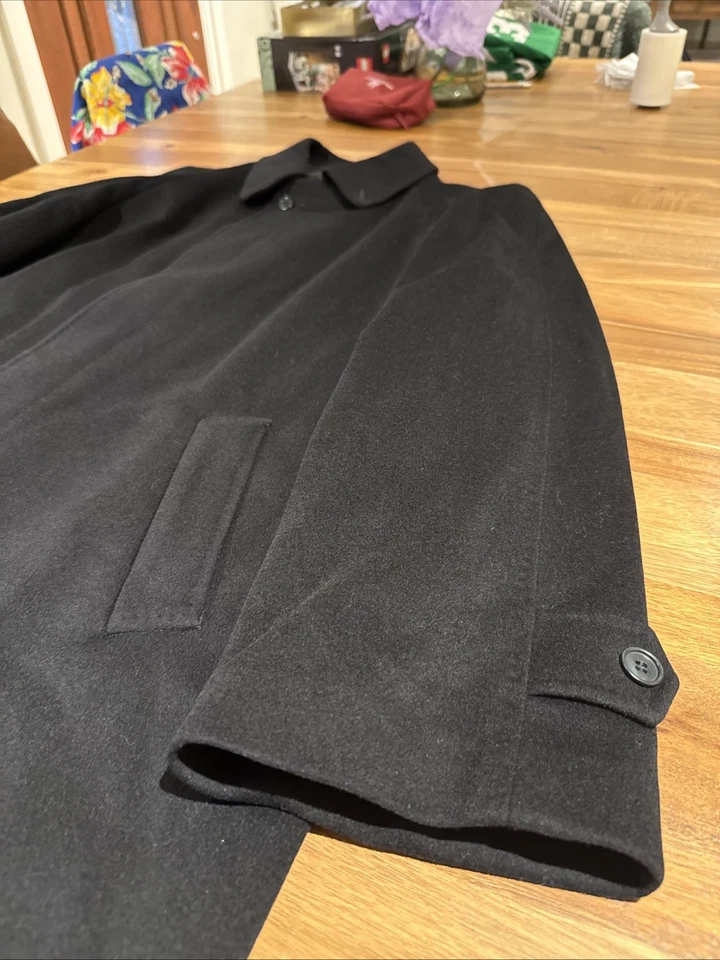LORO PIANA Superfine Wool and Cashmere Black Long Coat Mens Button Up - Image 3 of 4