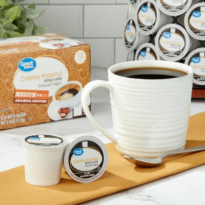 Great Value Hazelnut Cappuccino Mix, Single Serve Medium Roast Coffee Pods 12 Ct