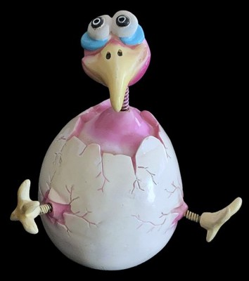 Exhart Geeky Beeks Nerdy Bird Wobbler Bobblehead Hatching Baby Flamingo 5.5''
