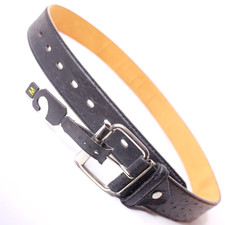 New Med Size "34 to "36 Length Italian Black Genuine Leather Belt dimpled Design