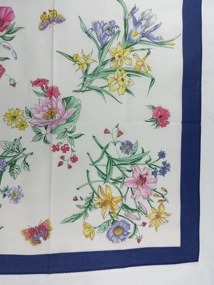 Gucci Algodón Bufanda Bufandas Diadema Etiquetas Vintage Arador Azul Patrón 16"x16" Foto 2 de 4