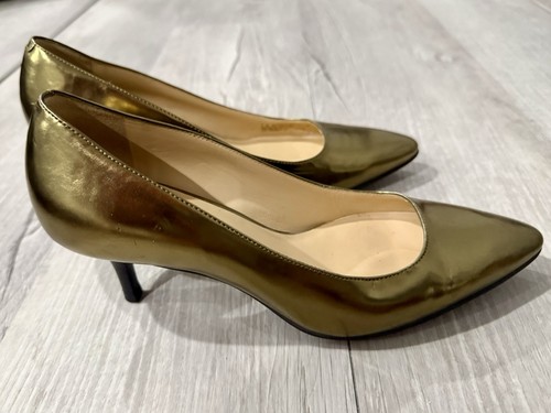 Cole Haan Air Miranda Gold Metallic Pointed Toe Pump Stiletto Heels Women's