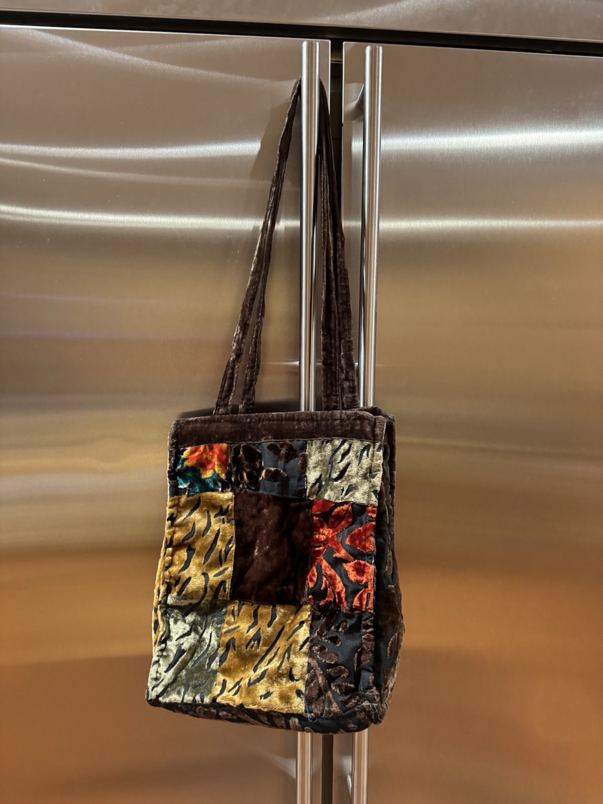 Patchwork Velvet Double Handle Boho Shopper Tote … - image 10