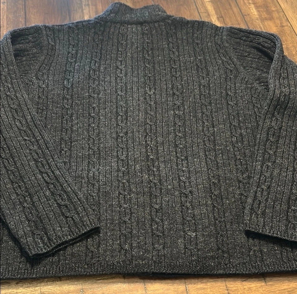 Pendleton 100% Virgin Wool Full Zip Cardigan Dark Gray Cable Knit Women’s M GUC - Image 3 of 4