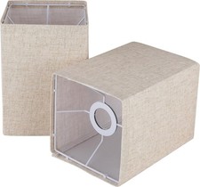 Drum Lampshades Set of 2, Natural Linen Lampshades 13" Top x 13" Bottom x 10" Hi