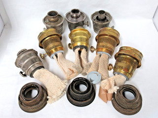 LOT OF ALADDIN OIL LAMP BURNER AND BURNER PARTS