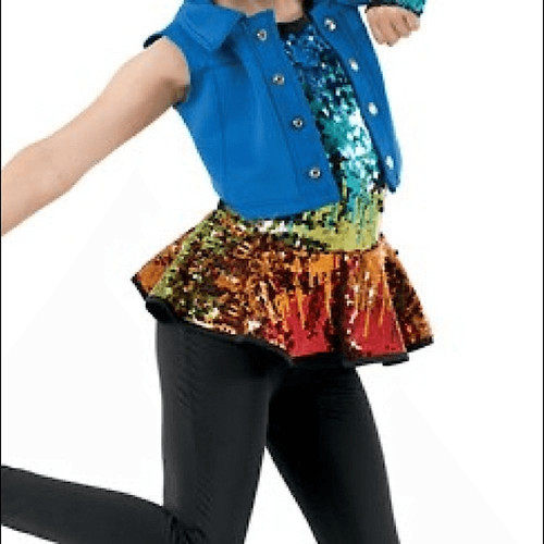 WEISSMAN Dance Costume hip hop BE THE ONE 10576 Rainbow Sequin Unitard child MC