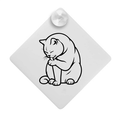 Saugnapf Auto Fenster Schild ''Britisch Kurzhaar Katze leckt Pfote'' (CG00032995)
