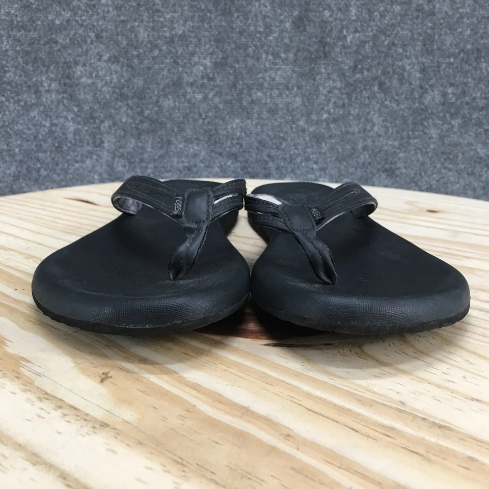 Босоножки Flojos женские 10 шлепанцев черные искусственная кожа носок повседневные туфли на плоской подошве - Изображение 4 из 4