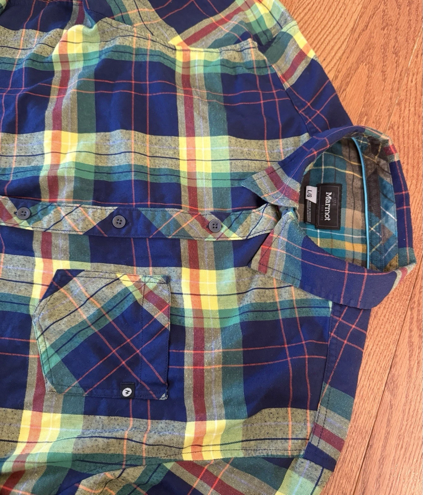 MARMOT Mens Lightweight Long Sleeve Flannel Shirt Plaid Outdoor Camp Hike Large