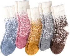 Fuzzy Socks for Women Cozy Fluffy Soft Warm Comfy Winter Slipper Socks 5 Pairs