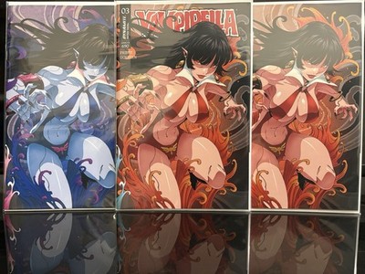 VAMPIRELLA 3 GODTAIL 616 COMICS RED Trade & Virgin & Uv Variant Set LTD 500