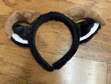 Goat Ears Headband w/ Ram Horns Furry Costume Accessory Black Brown Cosplay NEW
