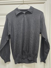 Brandini Italy Men s XL Polo Sweater 100 Extrafine Merino Wool Charcoal Gray
