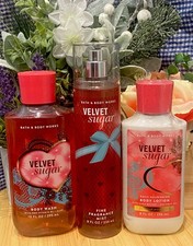3 Pc SET Bath  Body Works Velvet Sugar Fragrance Mist, Body Wash  Lotion New