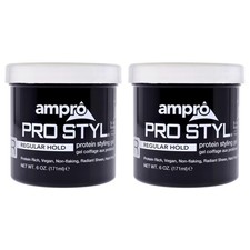 AmPro Pro Styl Styling Gel - Non-Flaking, Alcohol 6 Ounce (Pack of 2), Black 