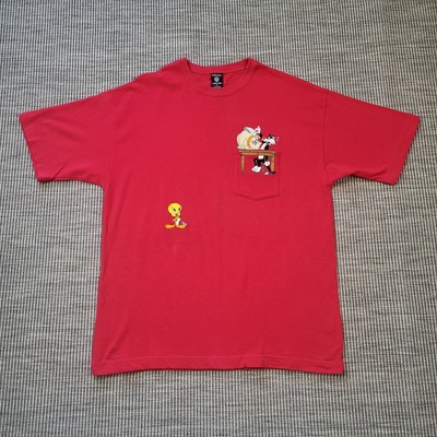 Vintage Warner Bros T-Shirt Gr. M rot Looney Tunes Tweetie Pie Sylvester 1998
