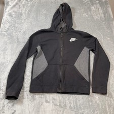 Nike Youth Boys XL Full Zip Hoodie Black Grey Colorblock Fleece Sweatshirt
