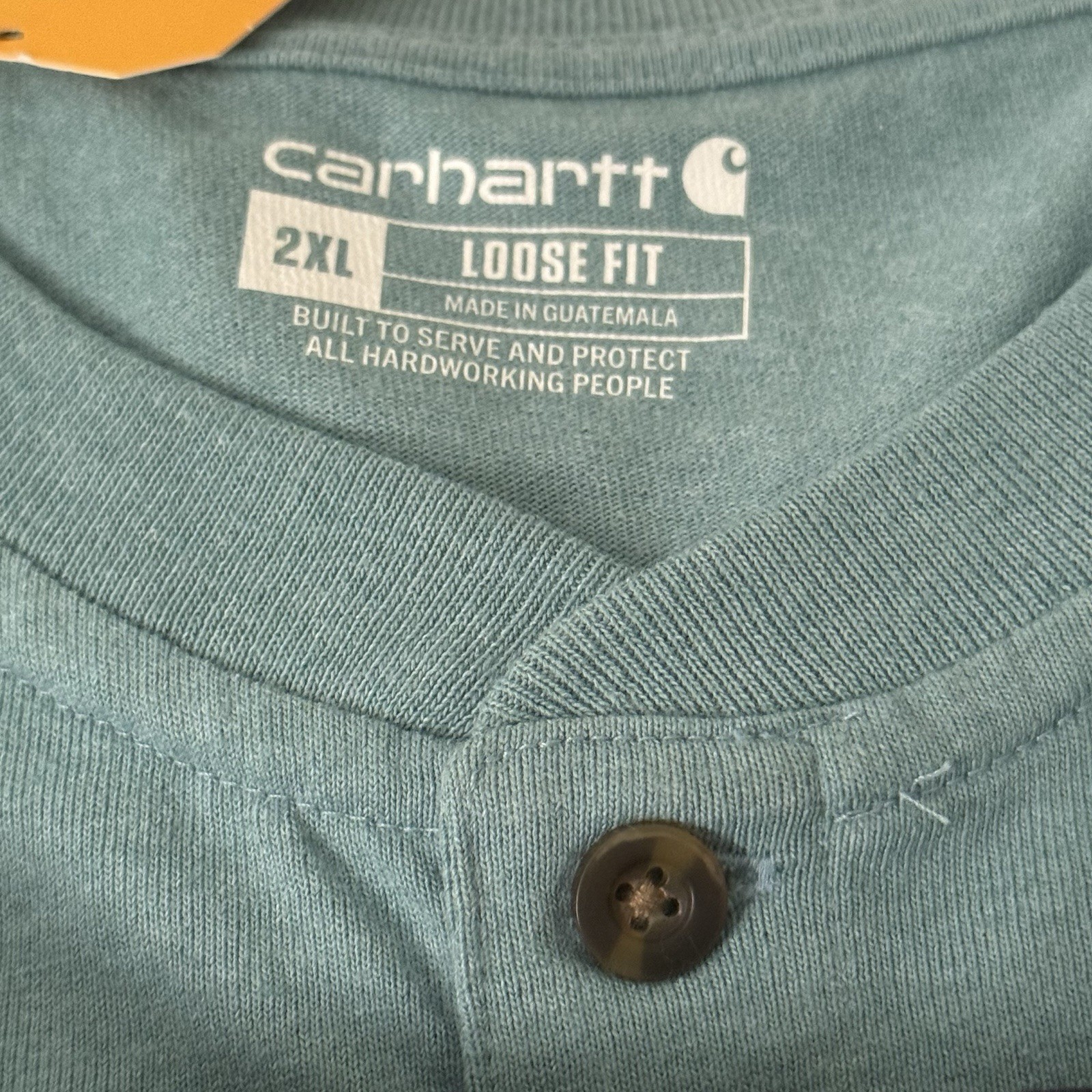 Carhartt 2XL Men’s Loose Fit Lot Of 2 Shirts Henley Black Teal Short Sleeve READ thumbnail 3