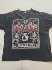 AC/DC T-Shirt Black Ice Angus Young Concert Tour Big Logo Rock Band Tee Size XL