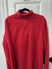 Lands Ends Red Quarter Zip Long Sleeve Fleece Youth L/T 14-16 