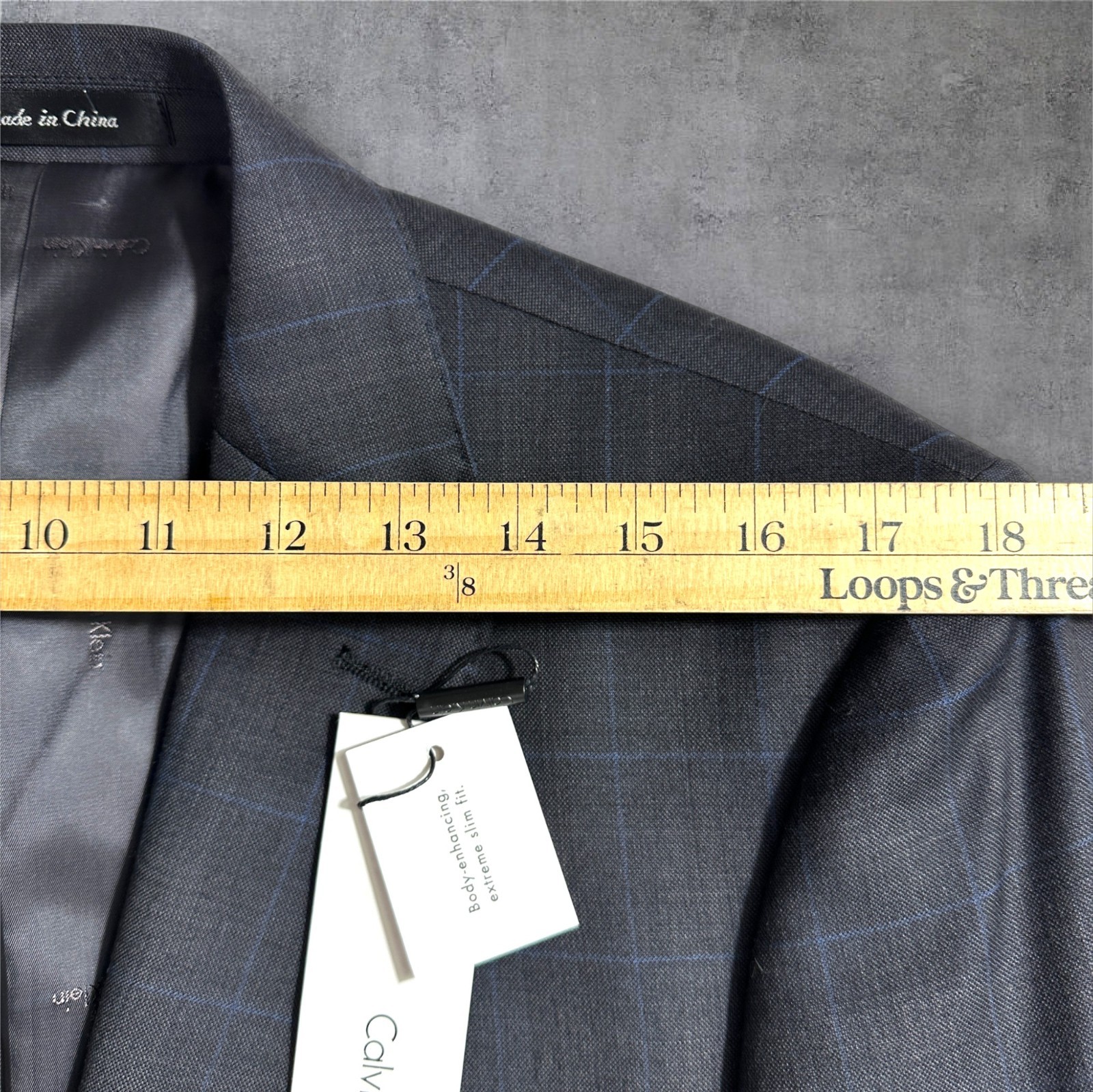 CALVIN KLEIN Extra Slim Fit Mens 2-Piece Suit 42R Jacket 35W Pants Unhemmed Gray thumbnail 8