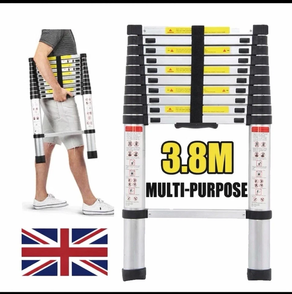 HUINI New Multi-Purpose Telescopic Ladder Extension Portable Foldable Ladder 3.8M