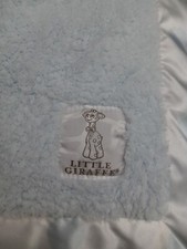 Little Giraffe Blue White Polka Dot Trim Border Baby Blanket NWT