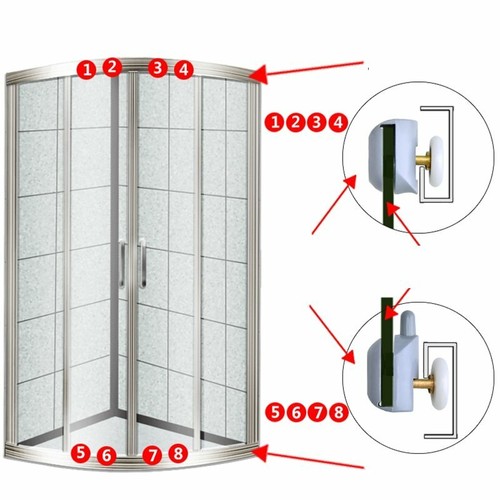 16 piezas de repuesto rodillos de cabina de ducha 25 mm guía de rodillos puerta de ducha para cabina de ducha - Imagen 8 de 12