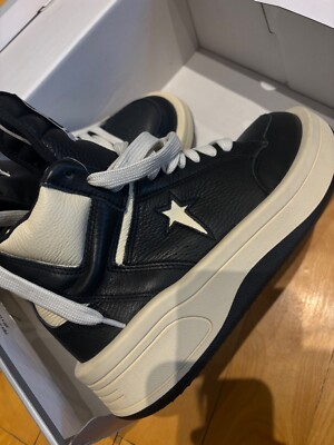 Converse X Rick Owens DRKSHDW TURBOWPN Leather Shoes Black Cream Size M7 / W8.5