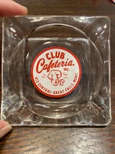 Club Cafeteria Ashtray Great Falls Montana Vintage Advertising 3.5” CHIPS