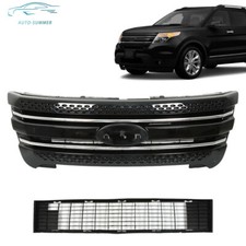 Gloss Black For Ford Explorer 2011-2015 Front Upper Grillelower Grill Assembly