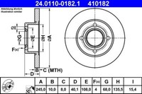 2X ATE 24.0110-0182.1 Bremsscheibe FüR Audi